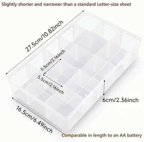 Umirokin 2 Pack 15 Grids Clear Plastic Organizer Box with Adjustable