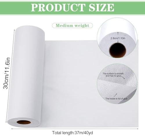 Medium Weight 11.6" x 40 yd White Fusible Interfacing and Black 11.6"