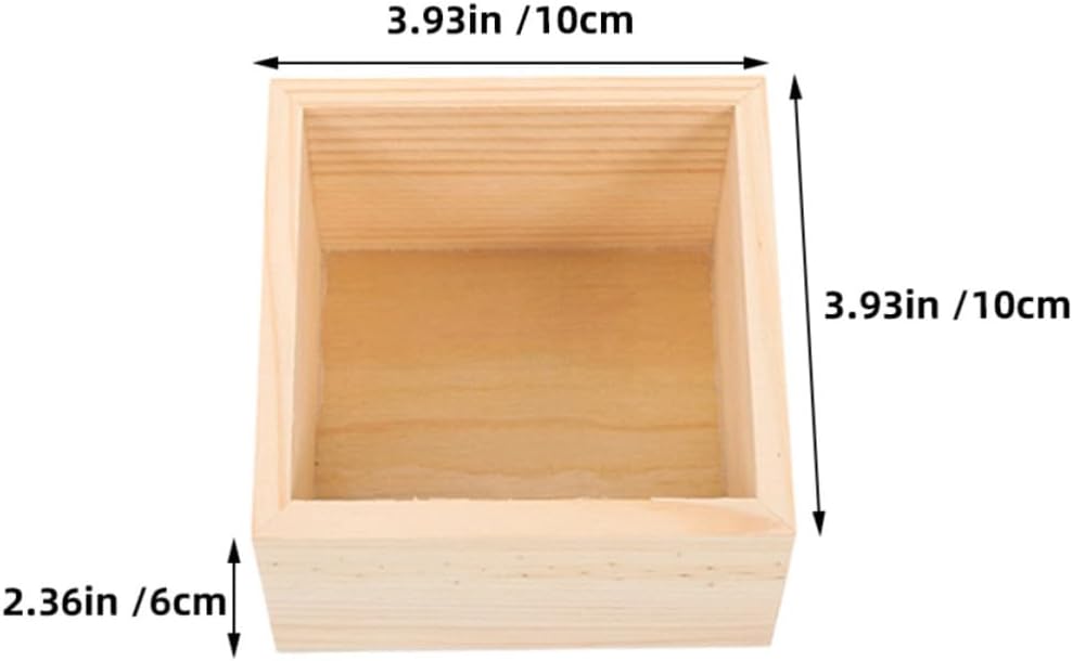 2pcs Unfinished Wooden Craft Storage Box Organizer Open Design Beige