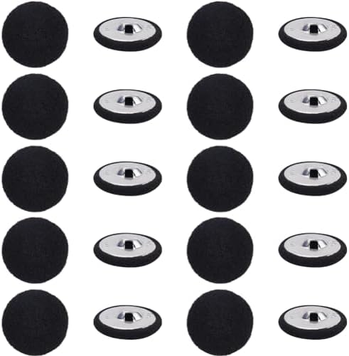 GORGECRAFT 1 Box 20Pcs Black Felt Buttons 1.28"(32mm) Round Fabric