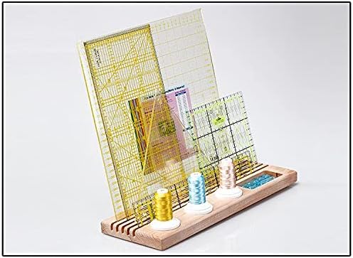 LNKA Wooden Quilt Ruler Rack with Slot Holder Organizer Bobbin Case