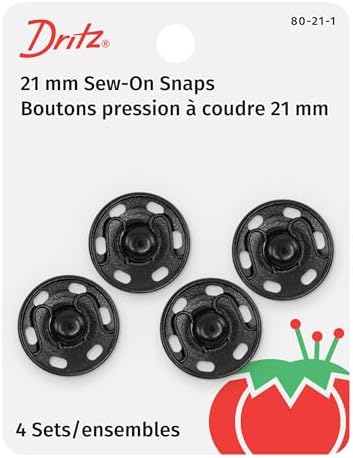 Dritz 80-21-1 Sew-On Snaps, Black, Size 10, 4-Count (Pack of 1)