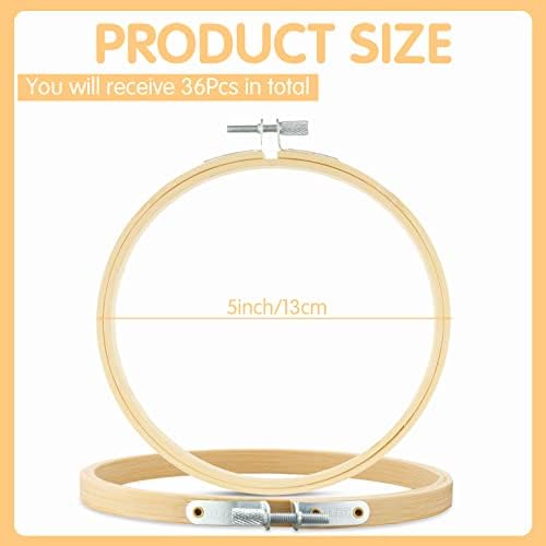 Weysat 36 Pcs 5 Inch Embroidery Hoops Bamboo Cross Stitch Round Rings