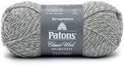 Patons Classic Wool Light Gray Marl Yarn - 5 Pack of 3.5oz/100g - Wool