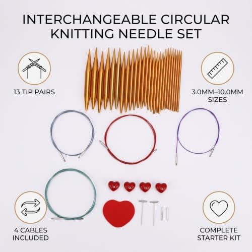 BAFOVY Interchangeable Knitting Needle Set, 13 Pairs Aluminum 3 to