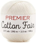 Premier Yarns Cotton Fair, White, Fine Weight, 3.5 oz, 317 Yards