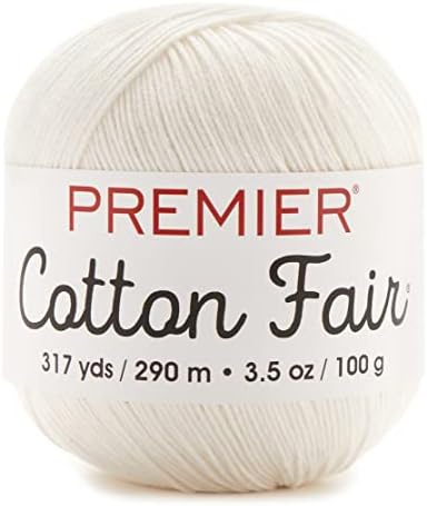Premier Yarns Cotton Fair, White, Fine Weight, 3.5 oz, 317 Yards