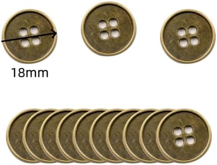 30 Pcs 4 Holes 18mm Antique Bronze Metal Buttons for Sewing