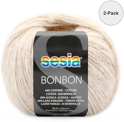 2 Skeins, Baby Alpaca, Superfine Merino Wool, Cotton, 458 Yds/3.5 oz.