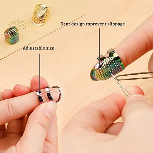 10 Pcs Sewing Thimbles for Hand Sewing, Leather Thimbles
