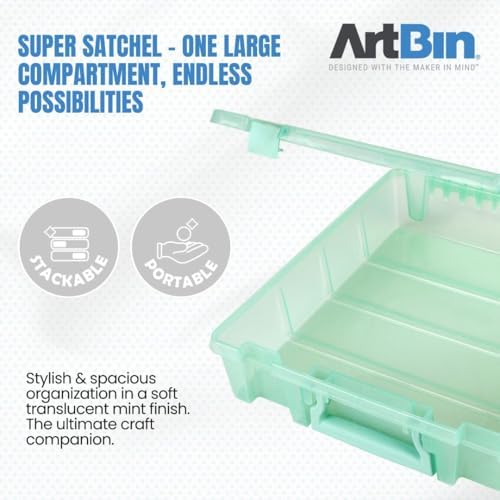 ArtBin Super Satchel Slim 1-Compartment Craft Box, Translucent Mint