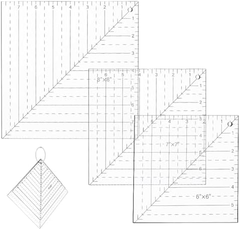NBEADS 3 Pcs Square Up Ruler, 6/7/8Inch Transparent Acrylic Sewing
