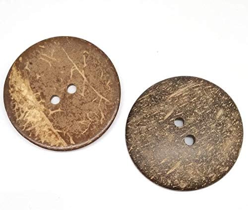 30pcs 50mm 2-Hole Big Natural Coconut Buttons Round Sewing Brown