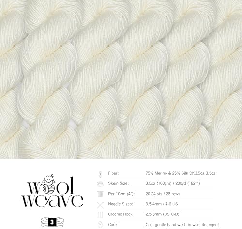 Woolweave Merino Silk Yarn – Hand Dyed Luxury Blend of 75% Merino Wool