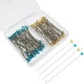 200PCS Transparent Glass Bead Head Pins Extra Long and Thin Garment