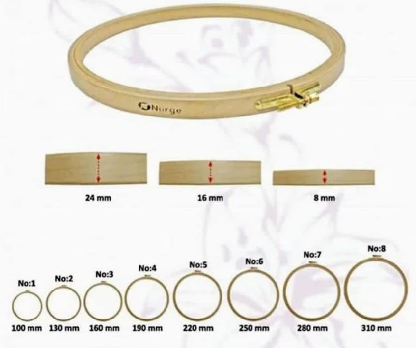 Nurge Premium Quality Beech Wood Embroidery Hoop, Cross Stitch Hoop