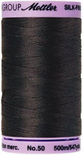 Mettler Silk-Finish Solid Cotton Thread, 547 yd/500m, Charcoal