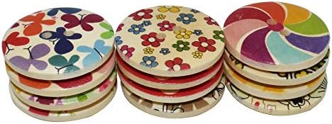 50Pcs 30mm Mixed Wooden Buttons in Bulk Buttons for Crafts Button