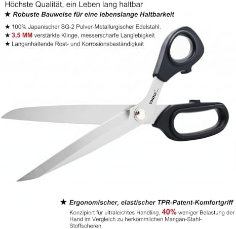 TONMA 10" Fabric Scissors, Made in Japan Professional Sewing Scissors
