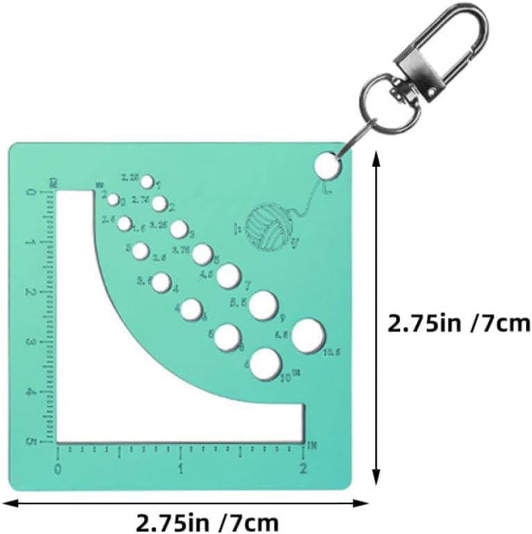 3pcs Acrylic Knit Needle Gauge Ruler Keychain for Knitters Crocheters