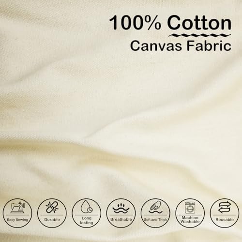 Beige Cotton Canvas Fabri: 10oz Duck Fabric 59 x 72 Inch for Sewing