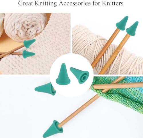 8pcs Green Large Silicone Knitting Needle Stoppers, SATONBEYI