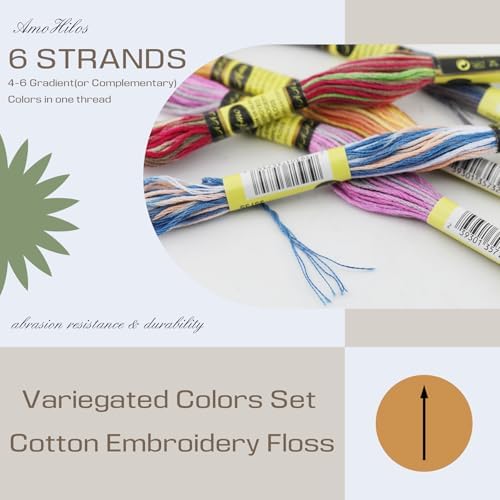 70 Skeins Variegated Mercerized Egyptian Cotton Rainbow Color for