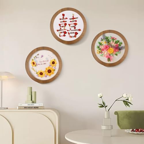 3 Sets 6 Inch Wood Embroidery Display Frame with Bamboo Embroidery