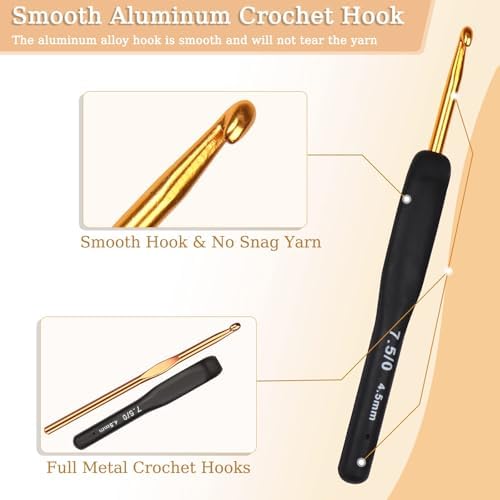 Aeelike 9-Size Ergonomic Crochet Hook Set, 2.0-10.0mm
