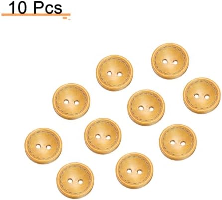 HARFINGTON 10pcs 28L Wooden Sewing Button 11/16"(18mm) 2 Holes Wood