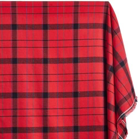 Flannel Brushed Tartan Plaid Fabric Geometric Hypoallergenic Cotton
