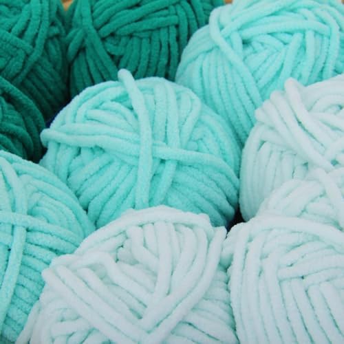 ThreadArt 5 Pack Chenille Yarn Set for Crochet, #5, Bright Colors