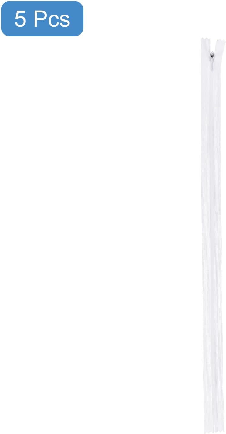 uxcell Invisible Zippers,5pcs 18" Nylon Hidden Sewing Zippers White