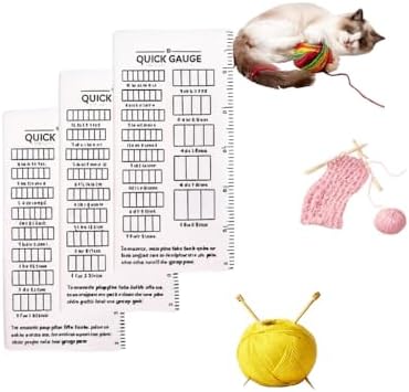 Quick Gauge Ruler for Knit and Crochet, 3-Pack Knitting Gauge