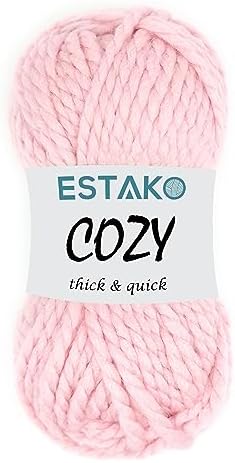 Estako Cozy Thick & Quick Wool Blend Yarn – Baby Pink