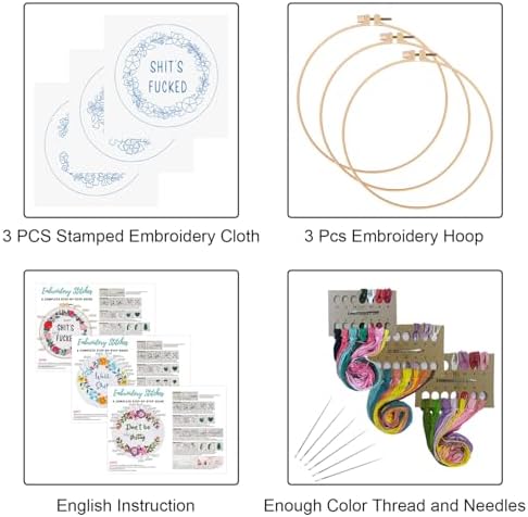 Louise Maelys 3-Set Embroidery Kits for Beginners