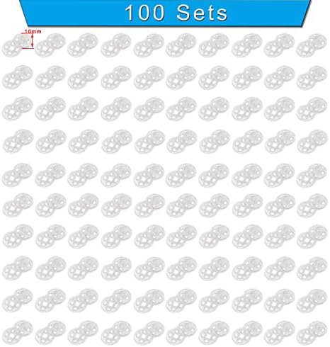 Betoplin 100 Sets Plastic Snaps Buttons, Clear Sew on Snaps Fasteners