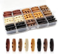 90Pcs 30mm Oval Wooden Buttons Set with Storage Box 8 Colors 2-Hole