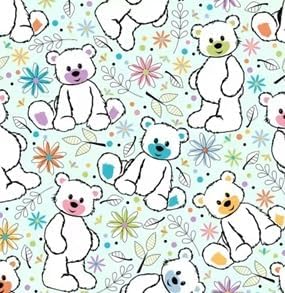 Cotton Fabric Flannel Teddy Bears Light Blue 446271 Fabric by the Yard