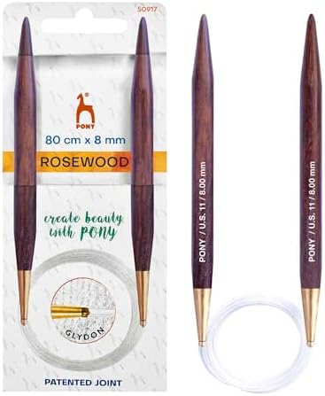 Pony Rosewood Circular Knitting Needles 80cm 8mm - 1 Piece
