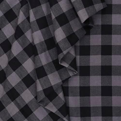 Mook Fabrics Buffalo Plaid Flannel [43in. Wide], Silver Cut by The