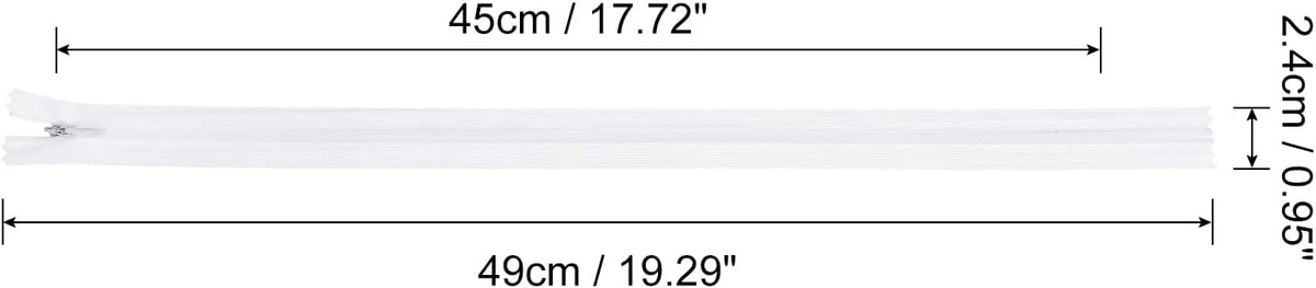 uxcell Invisible Zippers,5pcs 18" Nylon Hidden Sewing Zippers White