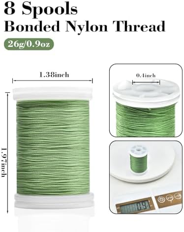 8 Spools Heavy Duty Upholstery Thread Bonded Nylon, 218 Yards for