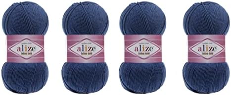 4 Skeins 55% Cotton 45% Acrylic Yarn Alize Cotton Gold Thread Crochet
