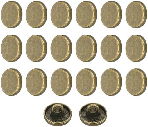 HARFINGTON 20pcs 16L Metal Round Flat Sewing Buttons 10mm Alloy Shank