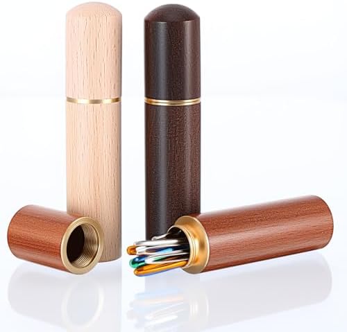 Sibba 3 PCS Wooden Sewing Needles Storage Case Portable Needle Holder