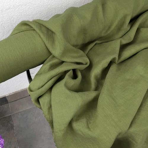 Hazelnut Brown Natural Linen Fabric by the Yard for Sewing, 185GSM