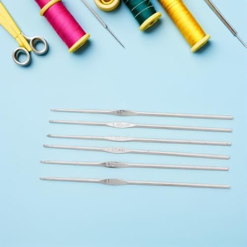 12pcs Stainless Steel Crochet Hooks, 0.60mm