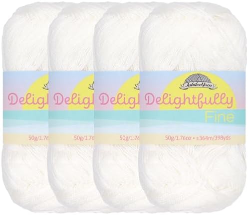 JubileeYarn Delightfully Fine Yarn, Frost White, 4 Skeins