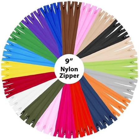 Mandala Crafts 100 PCs Assorted Closed-End 9 Inch Nylon Zippers for